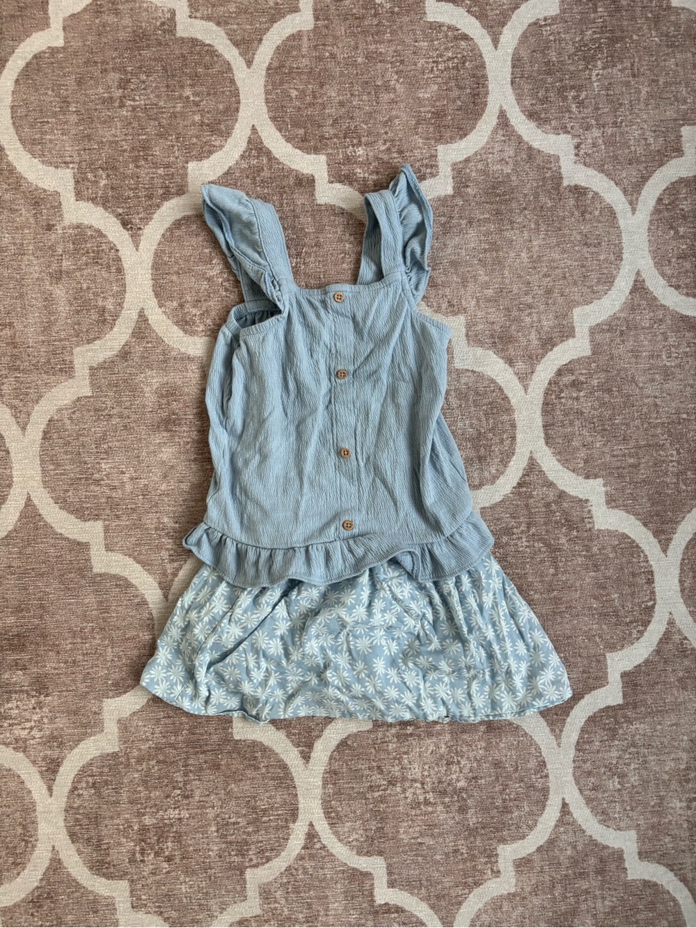 4T Carters: Light Blue Chambray Girls' Ruffle Tank and Floral Skirt w/undershort